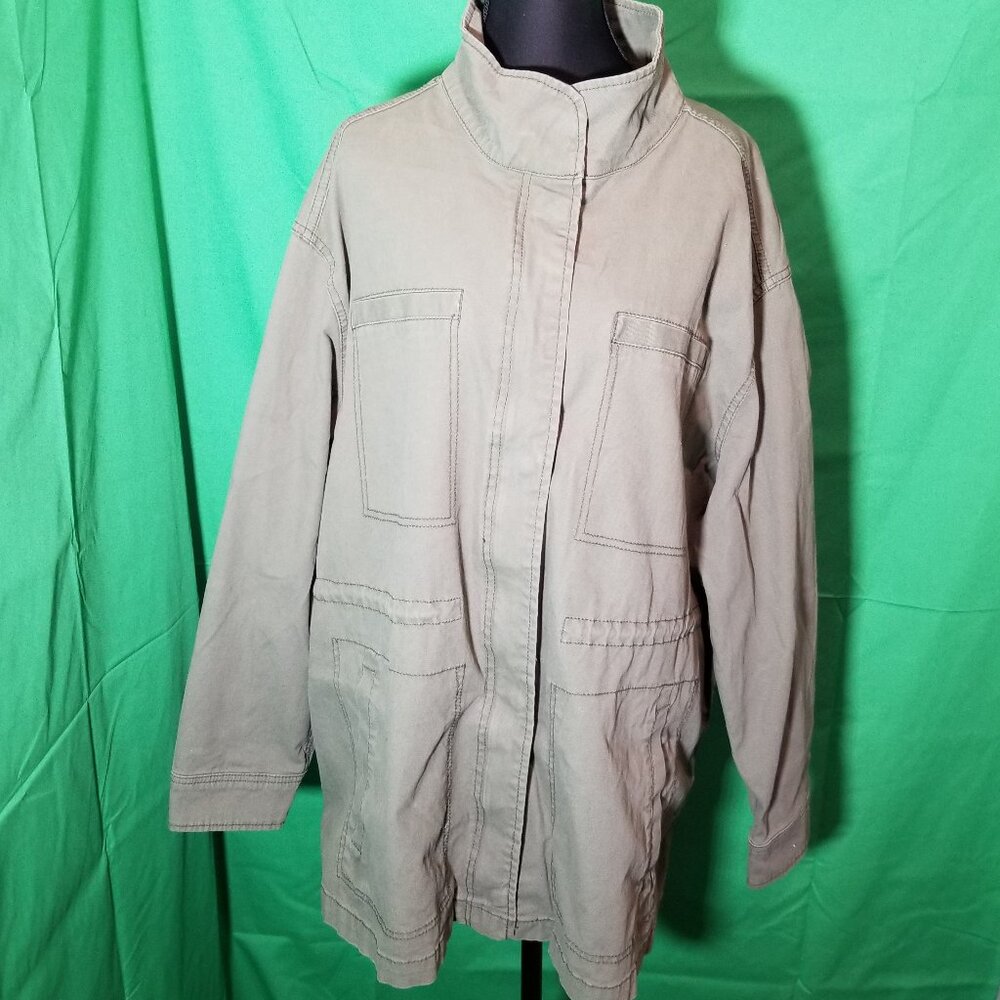 Olive Green Canvas Chore Style Jacket Military Field Militia Old Navy Womens XXL